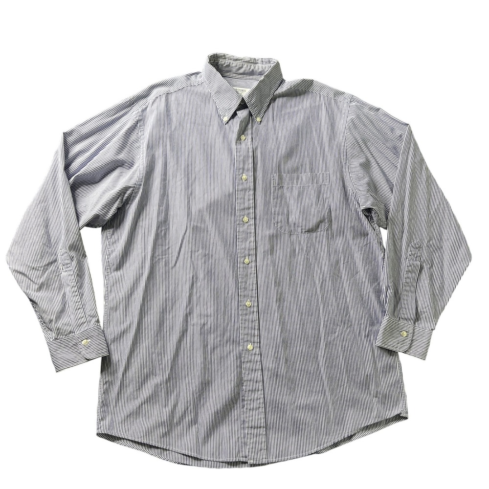 Brooks 346 Men's 16-34 Blue White Striped Button Down Shirt Long Sleeve